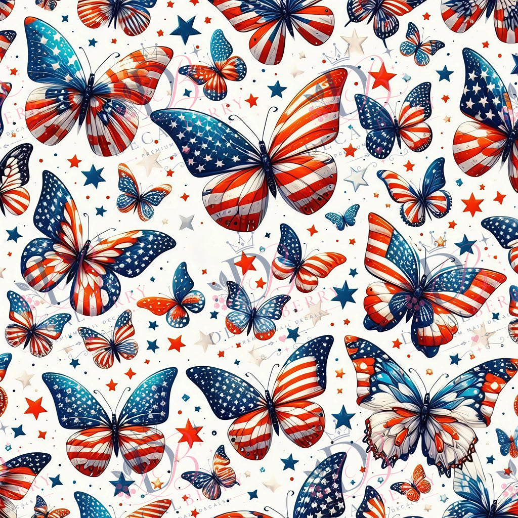DB001 - Patriot Butterflies Nail Decals