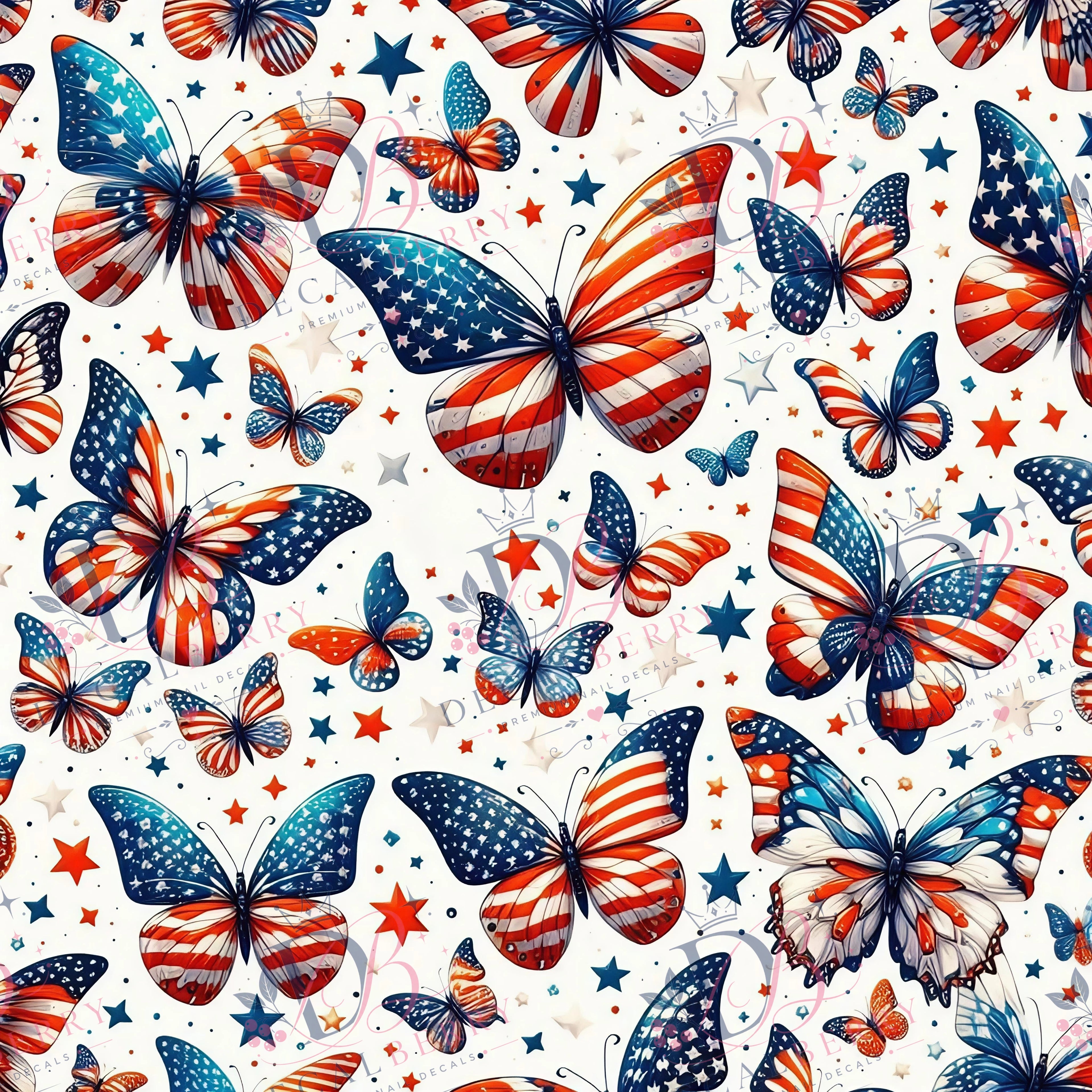 DB001 - Patriot Butterflies Nail Decals
