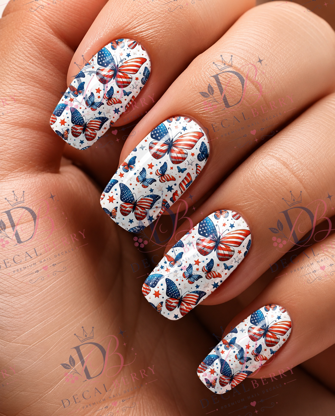 DB001 - Patriot Butterflies Nail Decals