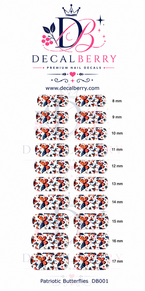 DB001 - Patriot Butterflies Nail Decals